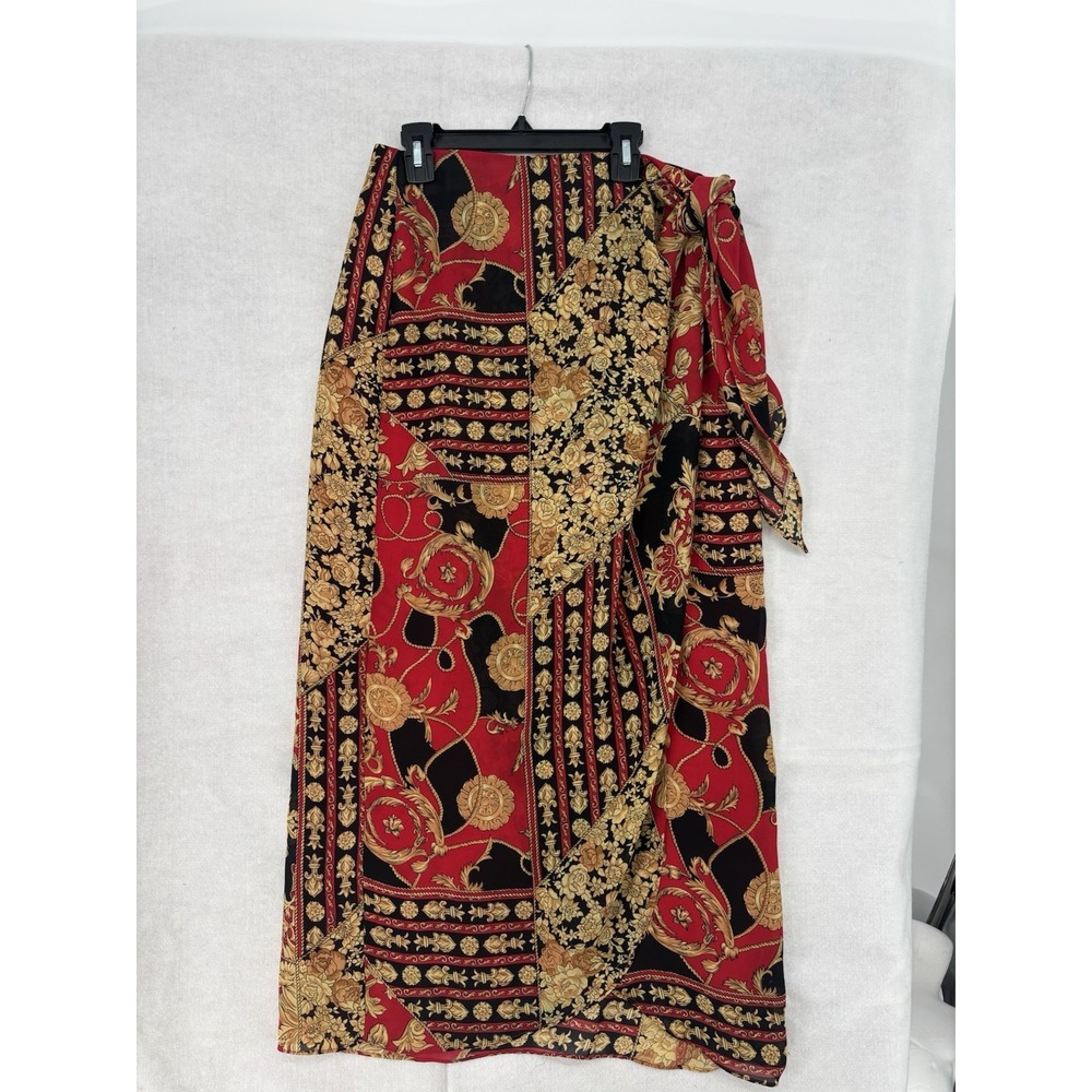 Gantos Vintage Wrap Skirt Womens Sz 12 (30x36) Maxi Tie High Rise Poly Classic